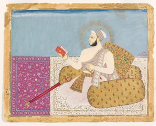 Akbar Shah, syn świętego z rodu Deccani Shah Raju, ok. 1670 (płótno i złoto na papierze)